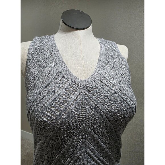 White House Black Market Womens Gray Sleeveless Textured Knit Vest - Picture 2 of 9